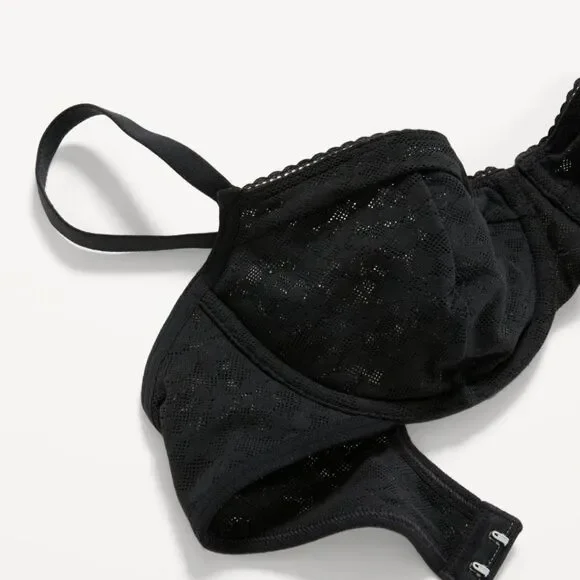 New With Tags Old Navy Size 48D Black‎ Mesh Underwire Balconette Bra - Picture 4 of 8